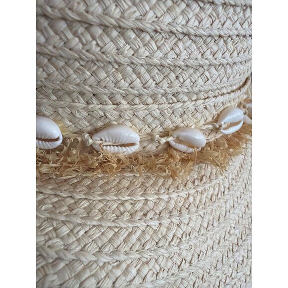 J. Jill Wide Brim Straw Sun Hat With Shells & Fringe Detail - Picture 2 of 5